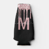 Girly Pink Driving Glitter Monogram Naam Flesjeskoeler (Voorkant)