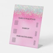 Girly Pink Driving Glitter Price Pedestal Sign Reclamebord Met Voetstuk (Voorkant)