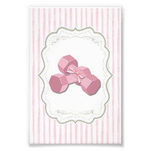 Girly Pink Dumbbell Button Foto Afdruk