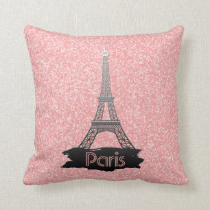 Girly Pink Eiffel Tower Glitter French Paris Kussen