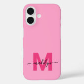 Girly Pink Elegant Minimal Name Monogram Case-Mate iPhone Case (Achterkant)