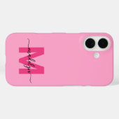 Girly Pink Elegant Minimal Name Monogram Case-Mate iPhone Case (Achterkant (horizontaal))