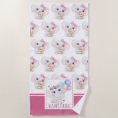 Girly Pink Elephant met Bow en Ballonpatroon Strandlaken (Voorkant)