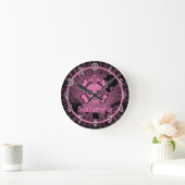 Girly Pink EMO Skull Rocker Gepersonaliseerde klok (Huis)