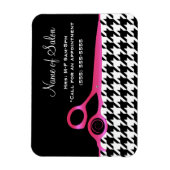 Girly Pink en Black Houndstooth Hair Salon Magneet (Verticaal)