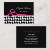 Girly Pink en Black Houndstooth Hair Salon Visitekaartje (Voorkant / Achterkant)