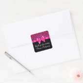 Girly Pink en Black Leopard Print Elegant Classy Vierkante Sticker (Envelop)