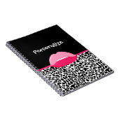 Girly Pink en Black Leopard Print Lips en naam Notitieboek (Rechterzijde)