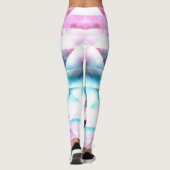 Girly Pink en Blue Abstract Geometric Pattern Leggings (Achterkant)