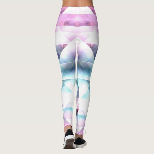 Girly Pink en Blue Abstract Geometric Pattern Leggings (Achterkant)