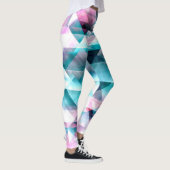 Girly Pink en Blue Abstract Geometric Pattern Leggings (Rechts)