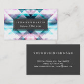 Girly Pink en Blue Abstract Geometric Pattern Visitekaartje (Voorkant / Achterkant)