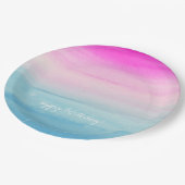 Girly Pink en Blue Waterverf Ombre | Geboortedag Papieren Bordje (Gekanteld)