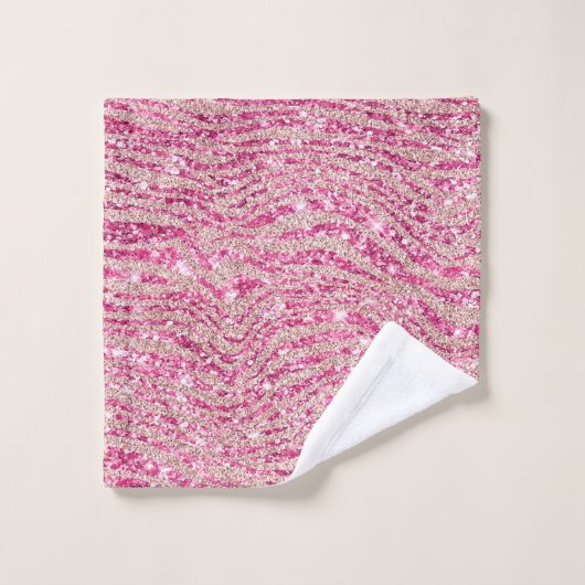 Girly Pink en Blush Glitter Zebra Bad Handdoek (Wasdoekje)