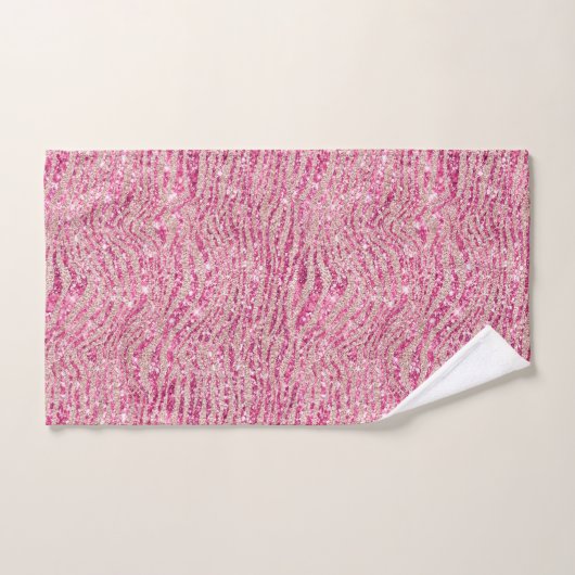Girly Pink en Blush Glitter Zebra Bad Handdoek (Handdoek)