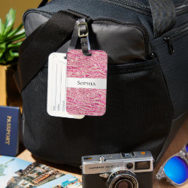 Girly Pink en Blush Glitter Zebra Bagagelabel