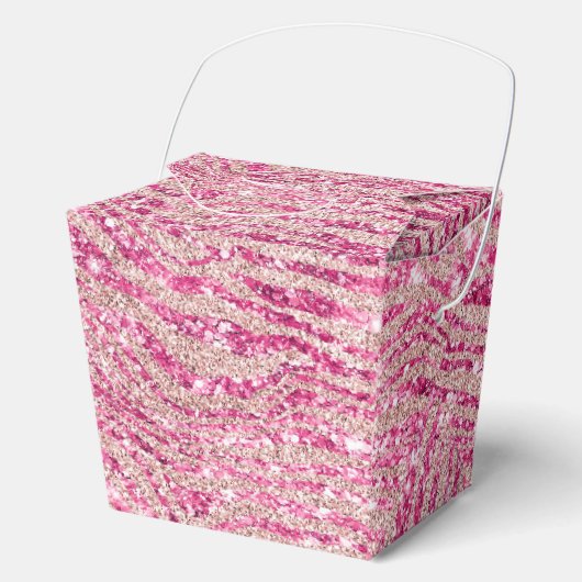 Girly Pink en Blush Glitter Zebra Bedankdoosjes (Voorkant)