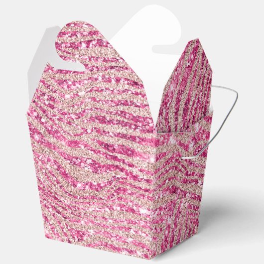 Girly Pink en Blush Glitter Zebra Bedankdoosjes (Open)