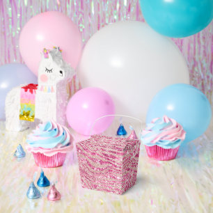 Girly Pink en Blush Glitter Zebra Bedankdoosjes