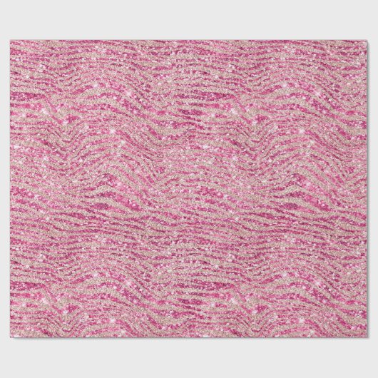 Girly Pink en Blush Glitter Zebra Cadeaupapier (Vlak)