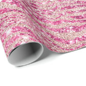 Girly Pink en Blush Glitter Zebra Cadeaupapier (Rol Hoek)