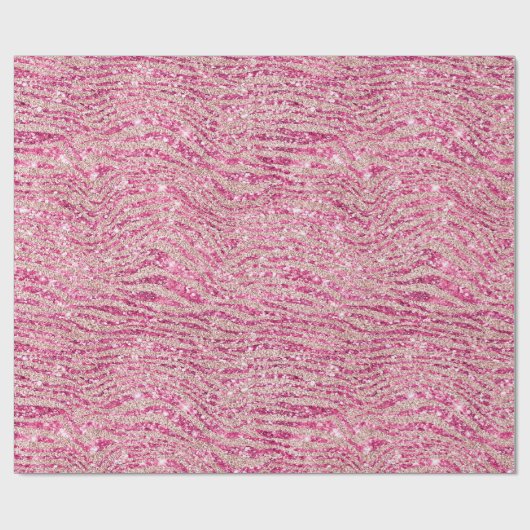 Girly Pink en Blush Glitter Zebra Cadeaupapier (Vlak)