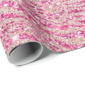Girly Pink en Blush Glitter Zebra Cadeaupapier (Rol Hoek)