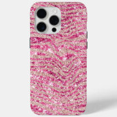 Girly Pink en Blush Glitter Zebra Case-Mate iPhone Case (Achterkant)