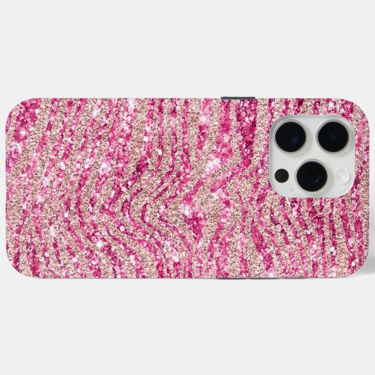 Girly Pink en Blush Glitter Zebra Case-Mate iPhone Case (Achterkant (horizontaal))
