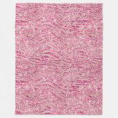 Girly Pink en Blush Glitter Zebra Fleece Deken (Voorkant)