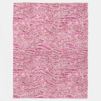 Girly Pink en Blush Glitter Zebra Fleece Deken