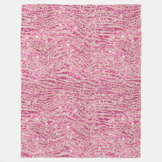Girly Pink en Blush Glitter Zebra Fleece Deken (Voorkant)