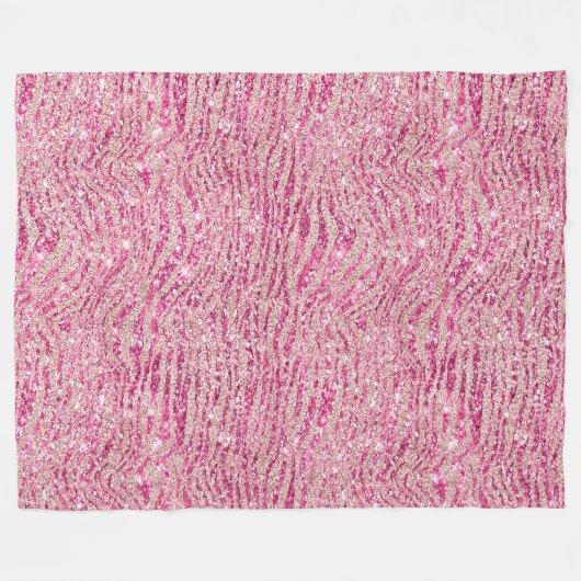 Girly Pink en Blush Glitter Zebra Fleece Deken (Voorkant (Horizontaal))
