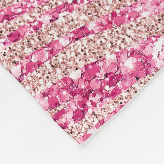 Girly Pink en Blush Glitter Zebra Fleece Deken (Hoek)