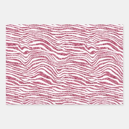 Girly Pink en Blush Glitter Zebra Inpakpapier Vel (Voorkant 2)