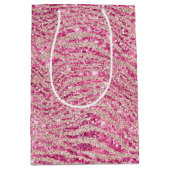 Girly Pink en Blush Glitter Zebra Medium Cadeauzakje (Voorkant)