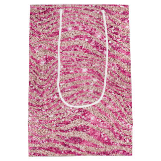 Girly Pink en Blush Glitter Zebra Medium Cadeauzakje