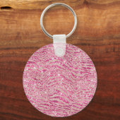 Girly Pink en Blush Glitter Zebra Naam Sleutelhanger (Achterkant)
