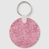 Girly Pink en Blush Glitter Zebra Naam Sleutelhanger (Achterkant)