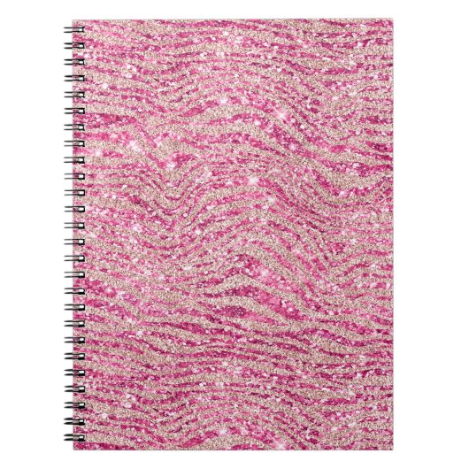 Girly Pink en Blush Glitter Zebra Notitieboek (Voorkant)