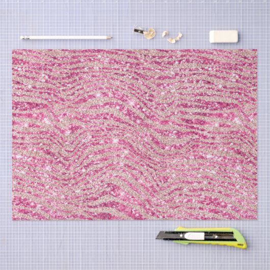Girly Pink en Blush Glitter Zebra Tissuepapier (Craft)