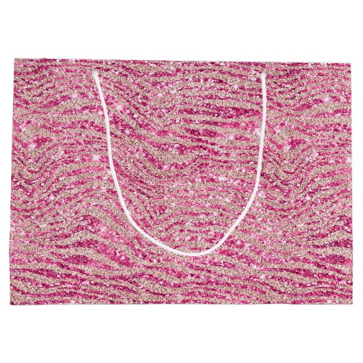 Girly Pink en Blush Glitter Zebra Verjaardag Groot Cadeauzakje