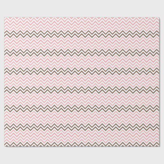 Girly Pink en Brown Chevron Cadeaupapier (Vlak)