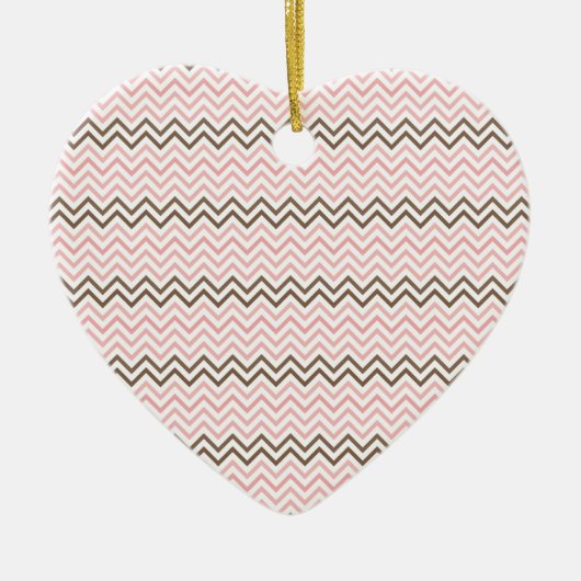 Girly Pink en Brown Chevron Keramisch Ornament (Voorkant)
