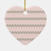 Girly Pink en Brown Chevron Keramisch Ornament (Achterkant)