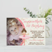 Girly Pink en Dreamweaver Ballerina Invitation Kaart (Staand voorkant)