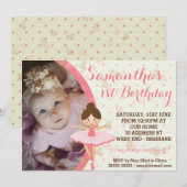 Girly Pink en Dreamweaver Ballerina Invitation Kaart (Voorkant / Achterkant)