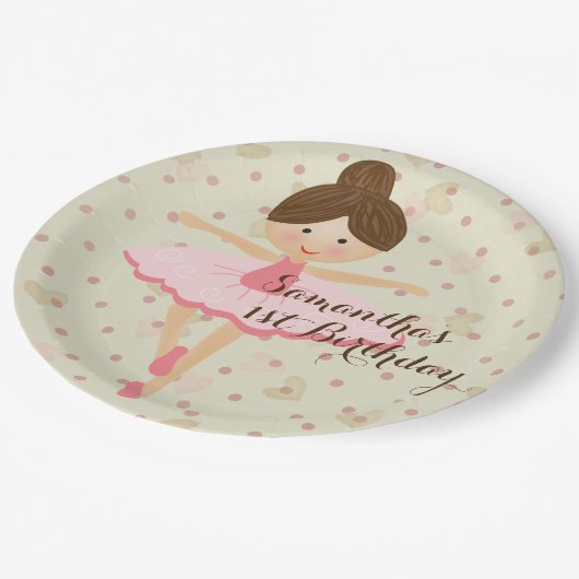 Girly Pink en Dreamweaver Ballerina Papieren Bordje (Gekanteld)
