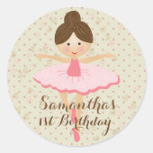 Girly Pink en Dreamweaver Ballerina Ronde Sticker (Voorkant)