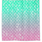Girly Pink en Green Mermaid Pattern Douchegordijn (Voorkant)